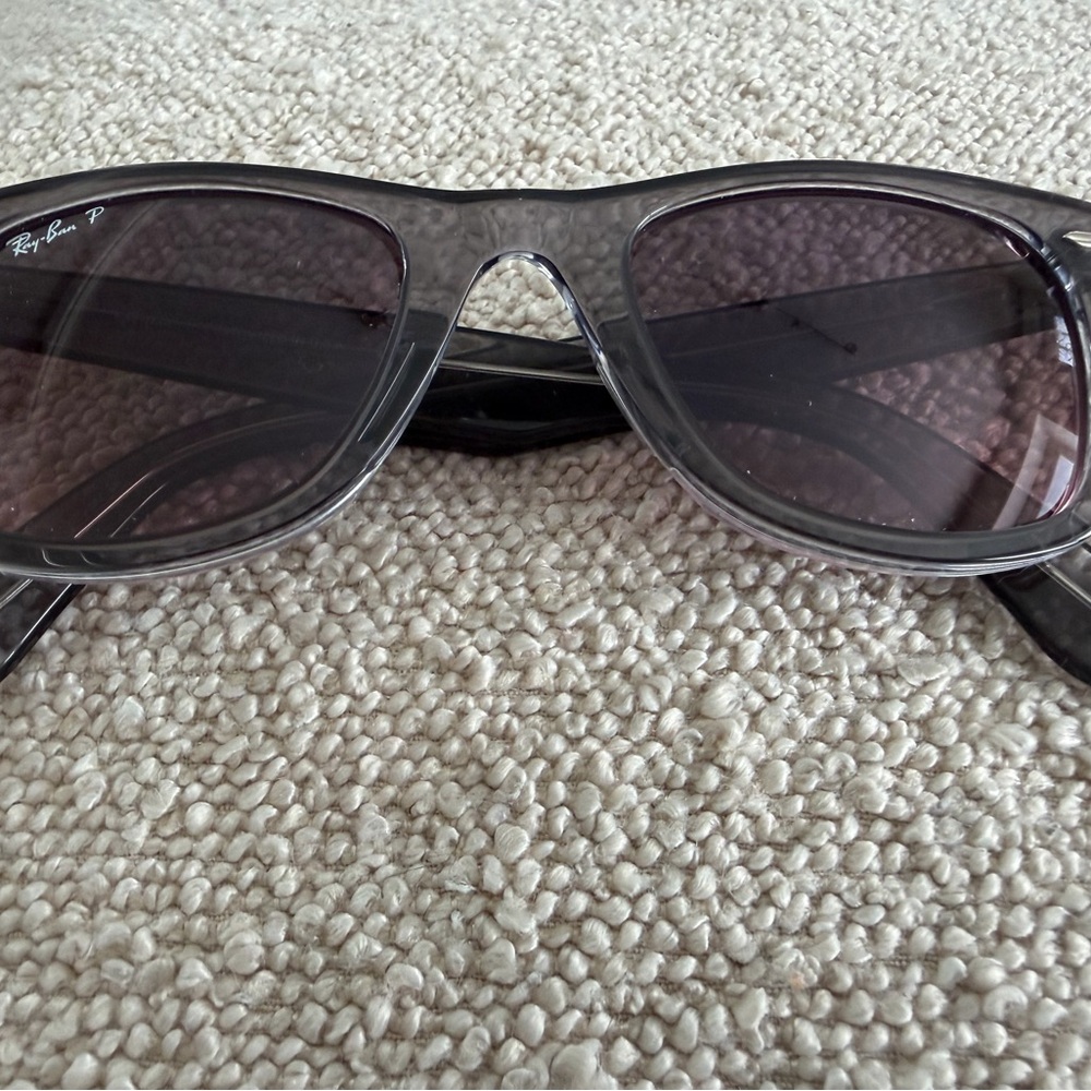 Ray-Ban Gray Transparent Frame Polarized Sunglasses for Men